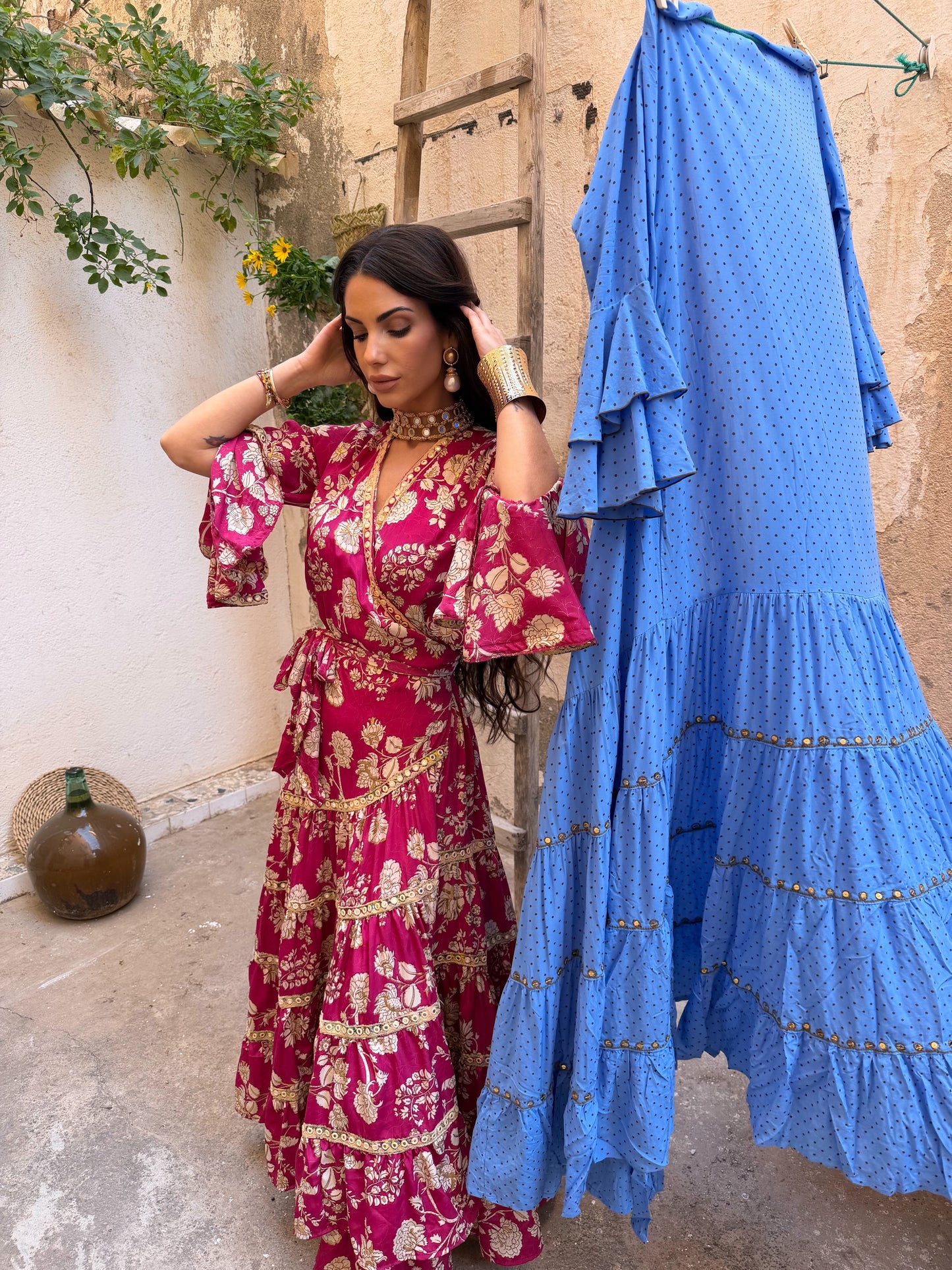 Vestido canastero fucsia