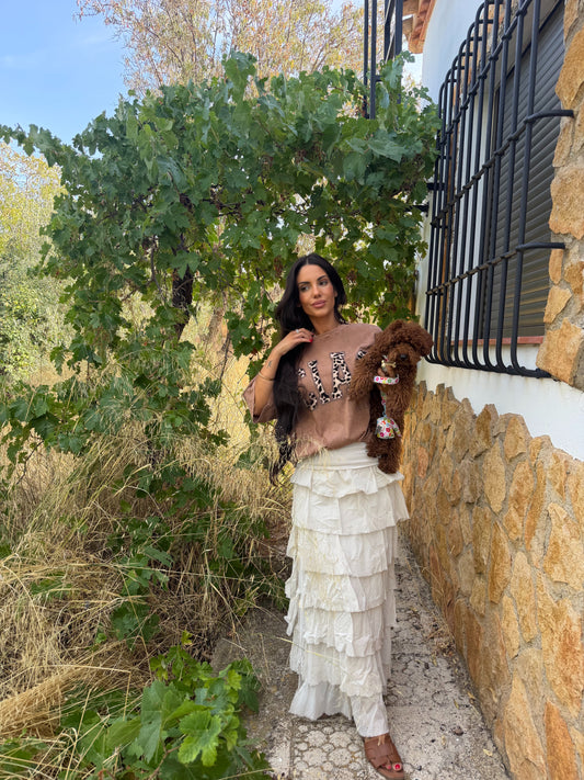 Falda algodón de volantes