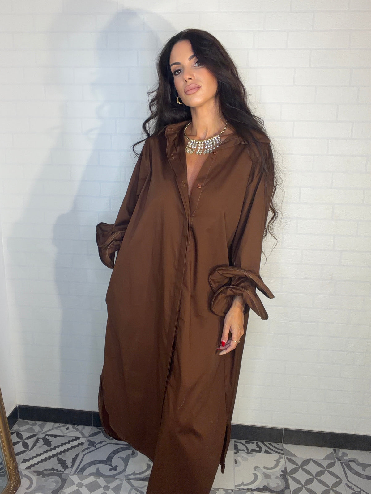 Vestido camisero con volante