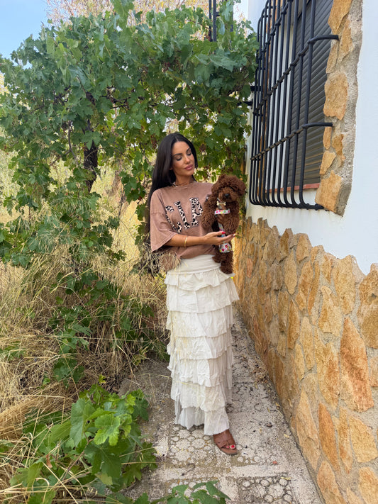 Falda algodón de volantes