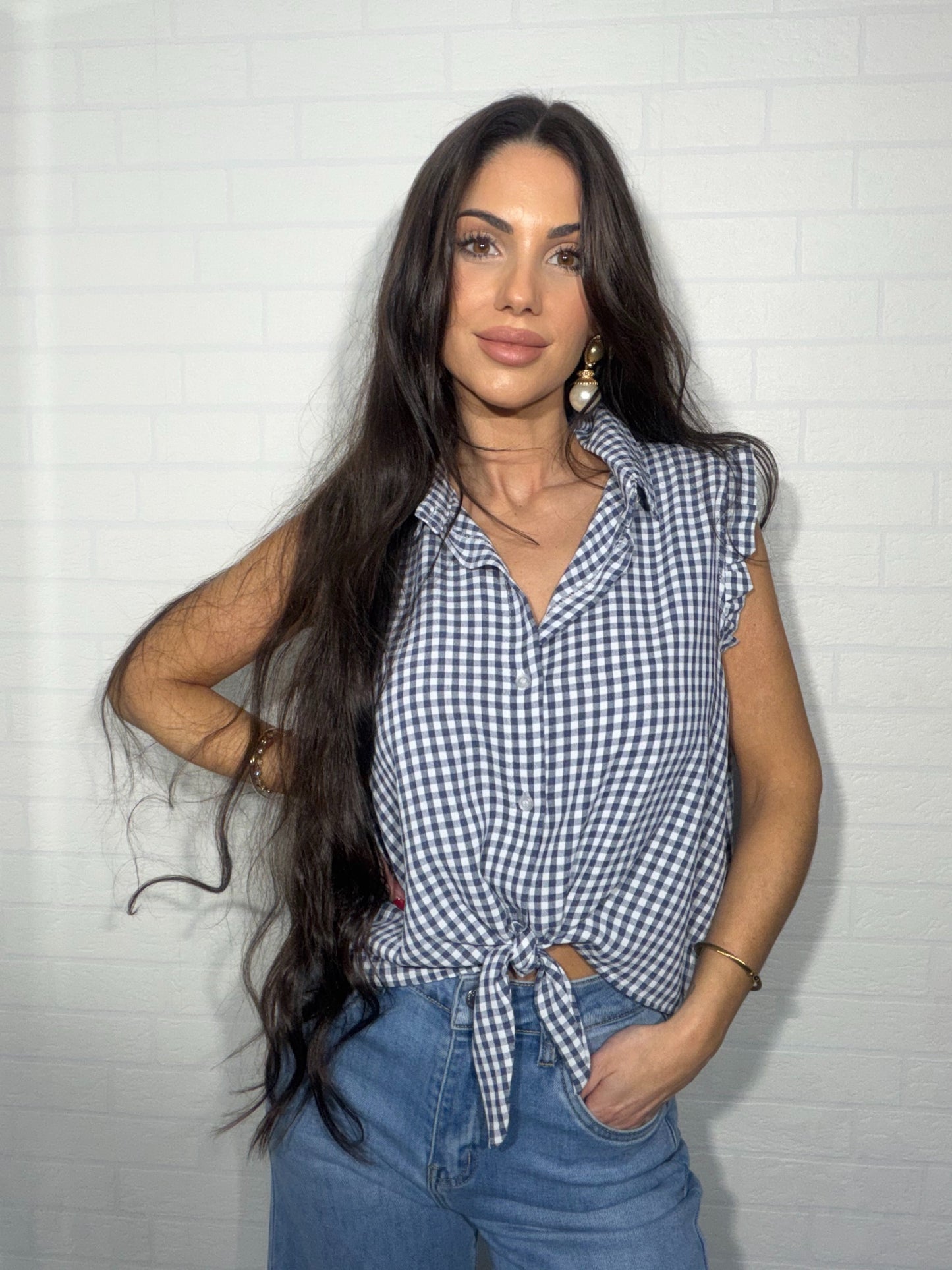 Camisa de cuadros vichy azul
