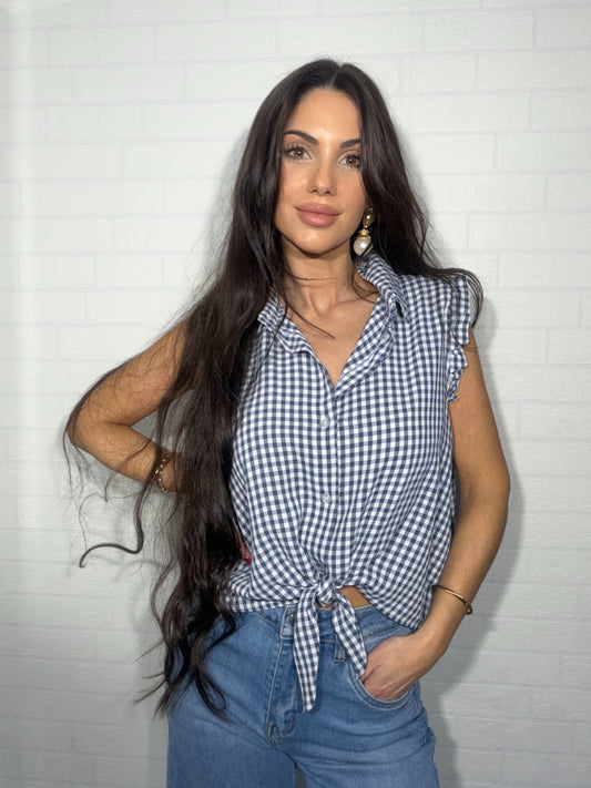 Camisa de cuadros vichy azul