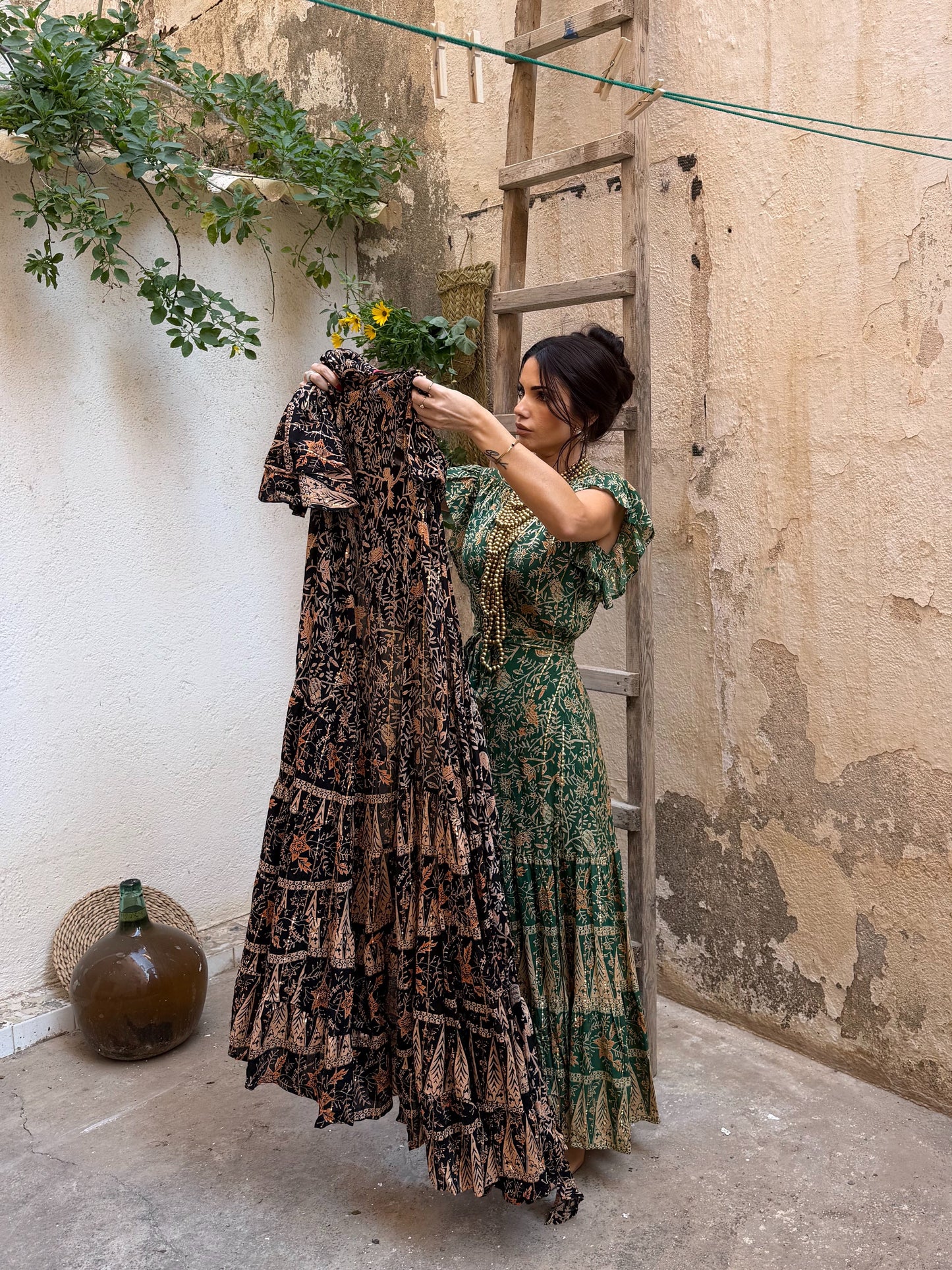 Vestido verde flamenco bambula de sisa