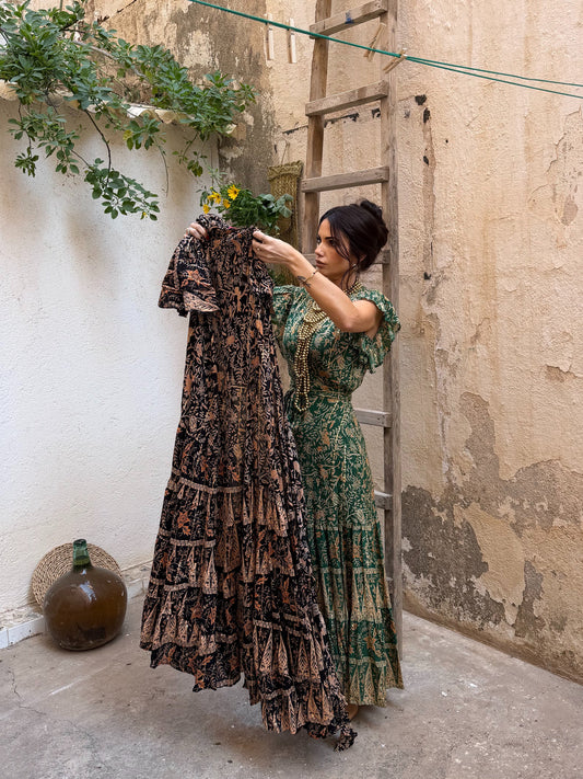 Vestido verde flamenco bambula de sisa